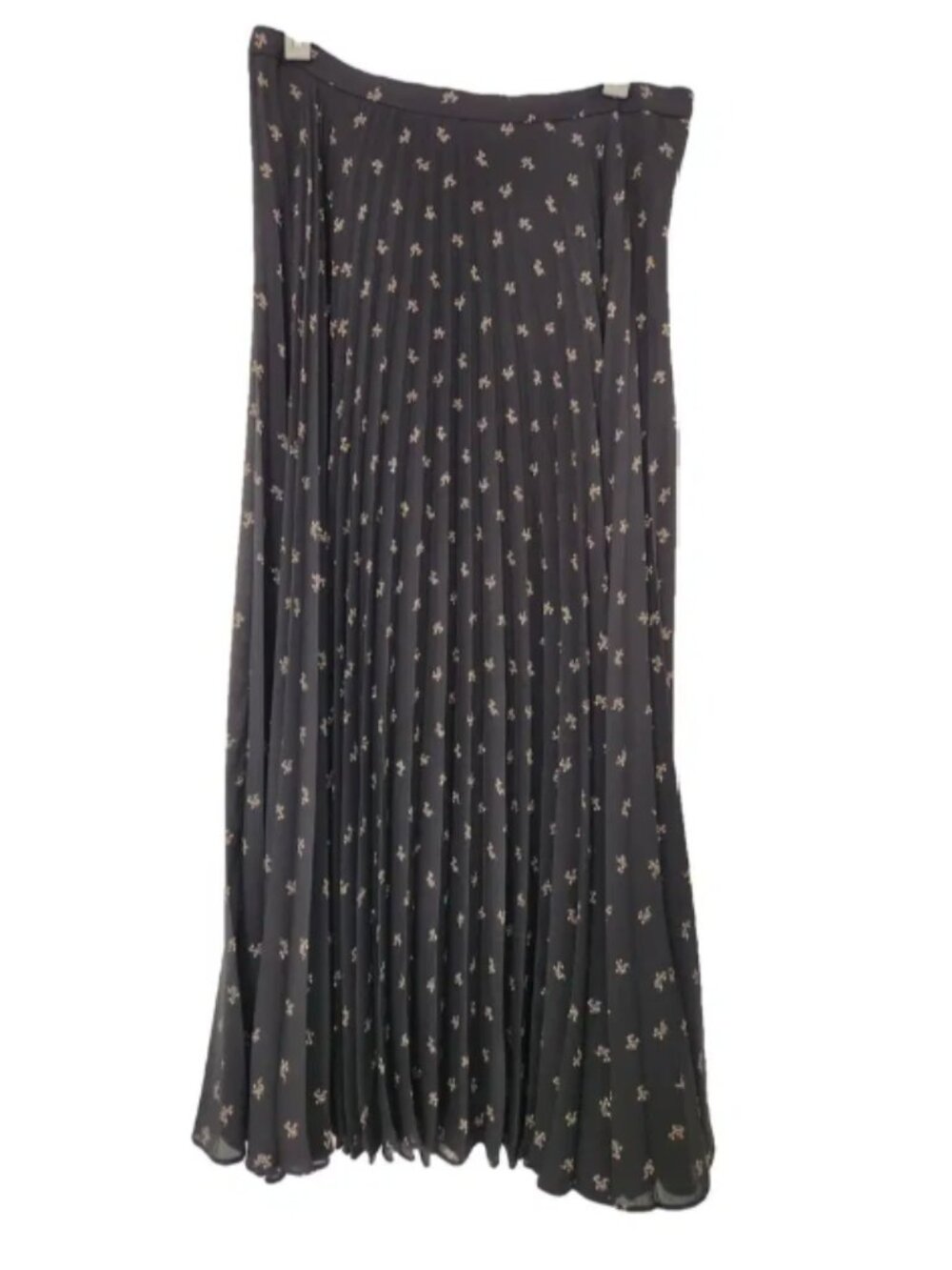 Vince Black Floral Pleated Midi Skirt Size 0